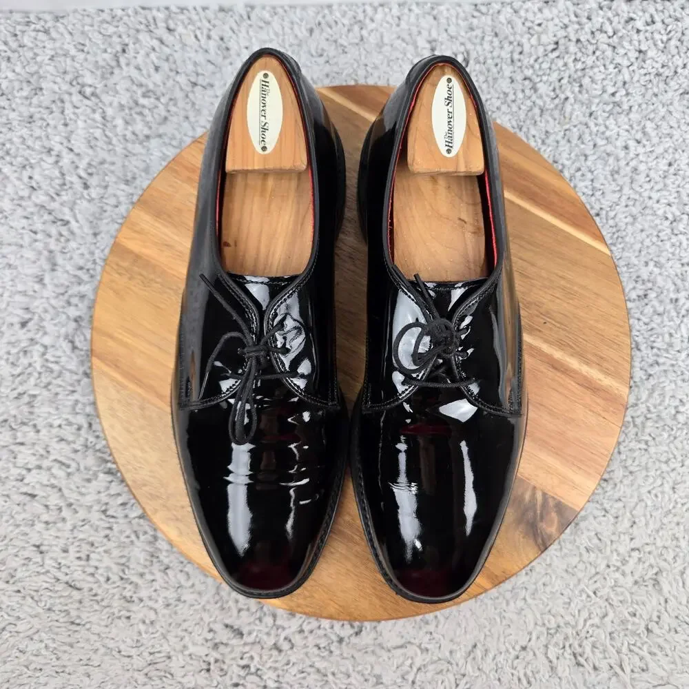 Allen Edmonds Mens 9 3E Wide Spencer Black Patent Leather Derby Tuxedo Formal